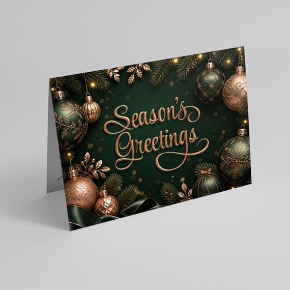 Christmas card with ornaments and text placeholder