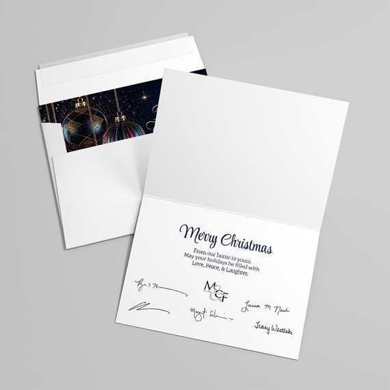 greeting card with ornament design and message