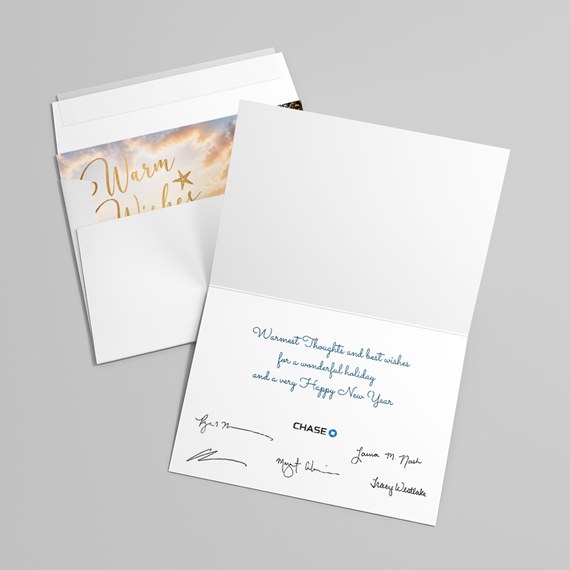 greeting card with warm wishes and holiday message