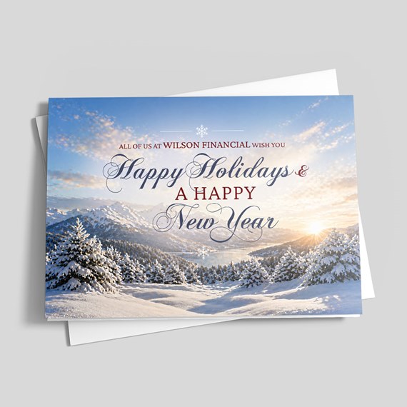 winter landscape card with holiday greeting