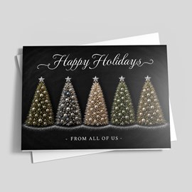 Spotlight Christmas Trees Holiday Card