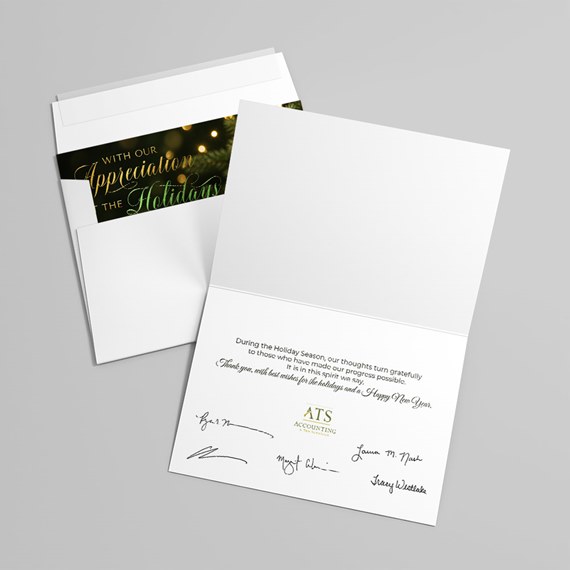 folded card with white interior