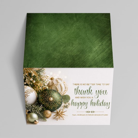 holiday card with ornaments and customizable text area