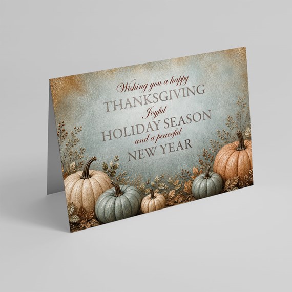 thanksgiving greeting card with pumpkins and floral design