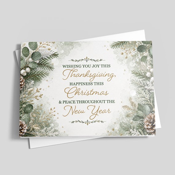 floral greeting card with holiday wishes