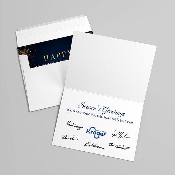 greeting card with seasonal message and signatures