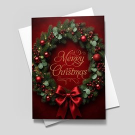 Cozy Door Wreath Christmas Card