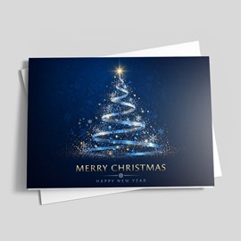 Sparkling Blue Tree Christmas Card