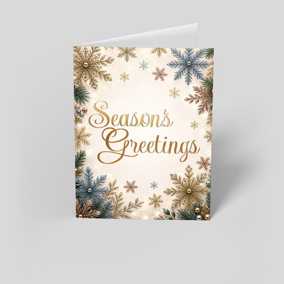 greeting card with snowflake design and text area