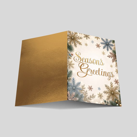 greeting card with snowflake design and text area