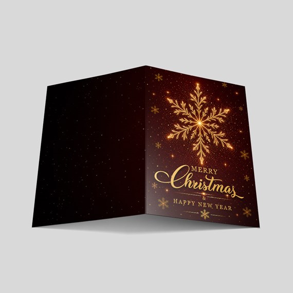 greeting card with snowflake design and text