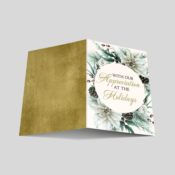 floral card with gold background and text area