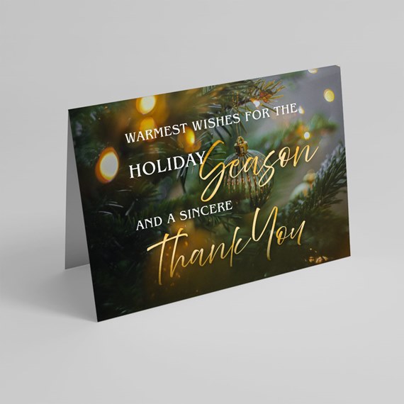 greeting card with holiday message and photo area