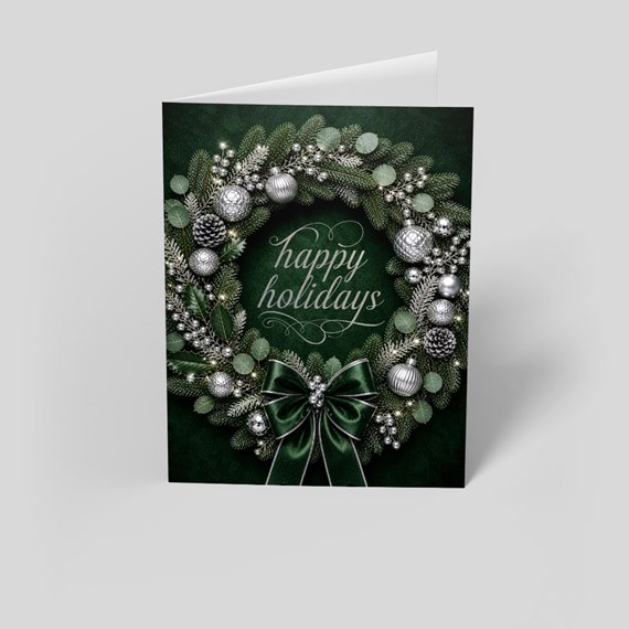 holiday card with wreath design 