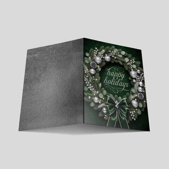 holiday card with wreath design