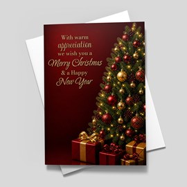 Maroon and Gold Tree Christmas Card