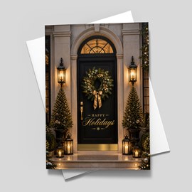 Welcoming Festive Porch Holiday Card