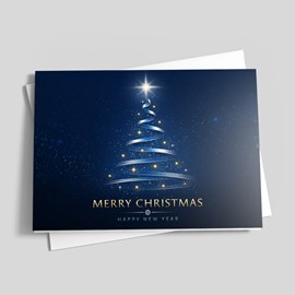 Navy Illumation Tree Christmas Card