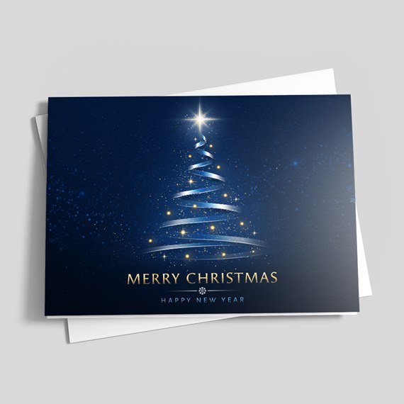 Christmas card design with tree and text
