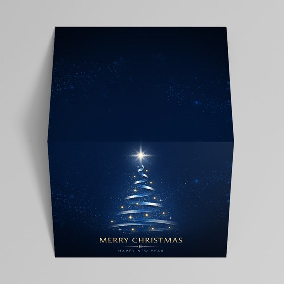 Christmas card with tree design and text