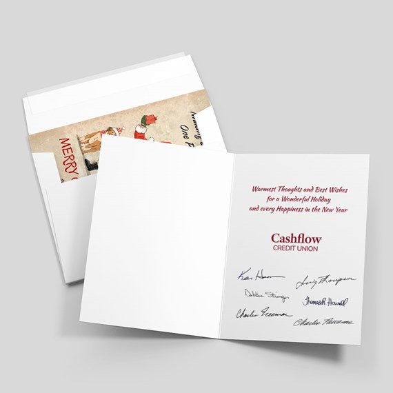 greeting card with holiday illustration and text
