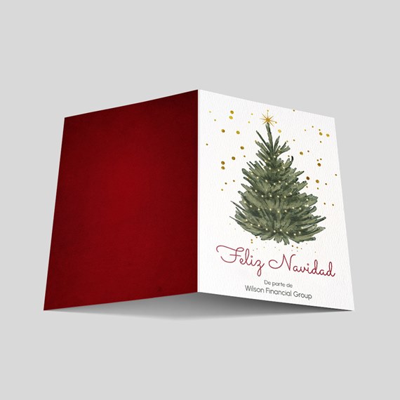 holiday card with Christmas tree and text placeholder