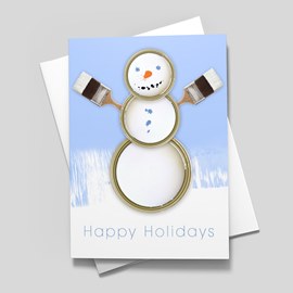 Paint Can Snowman Holiday Card