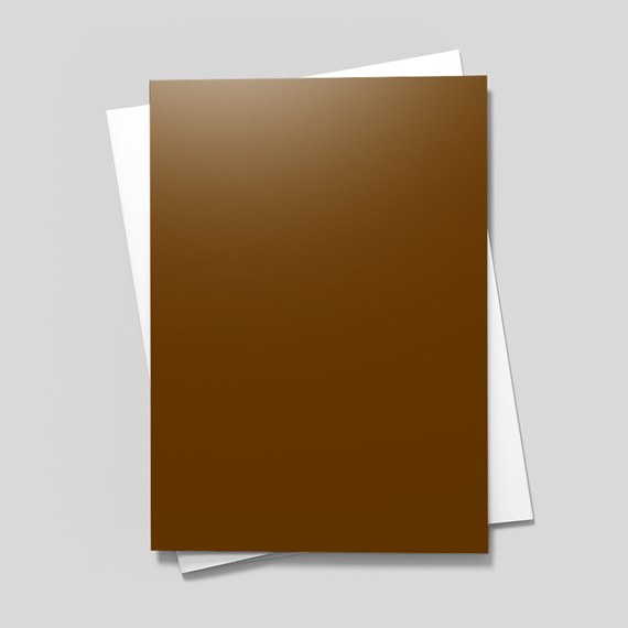 brown card on white card