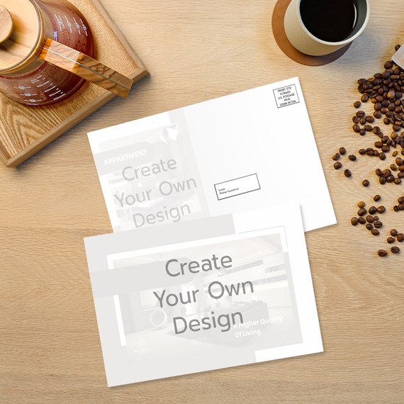 customizable text area, postcard design