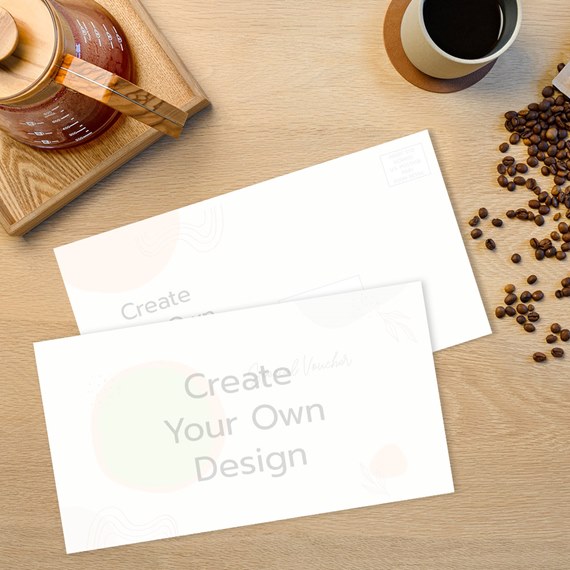 two customizable vouchers with abstract design elements
