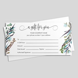 Teal Flowers Gift Certificate