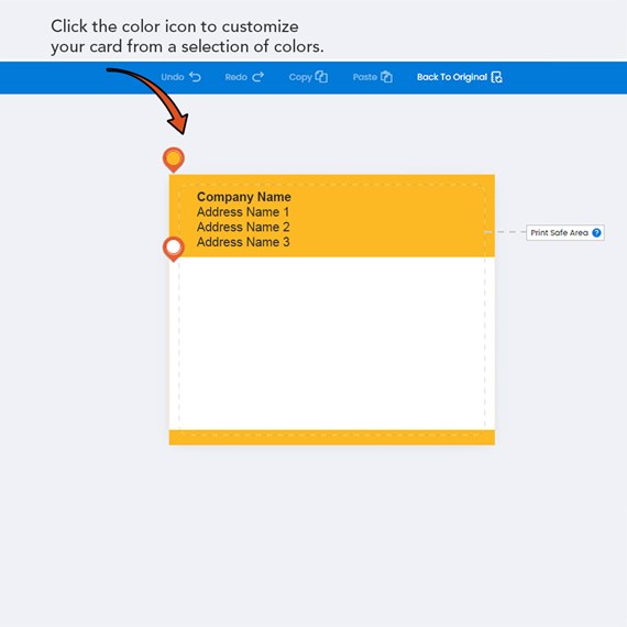 card design with customizable text area and placeholders