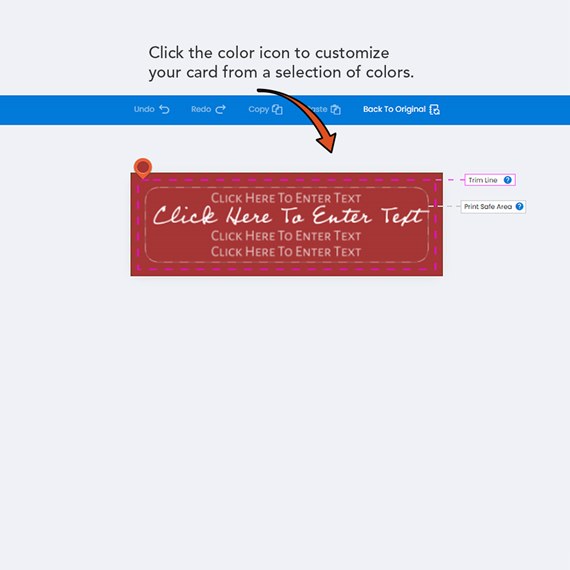 customizable text area with dashed border, maroon background