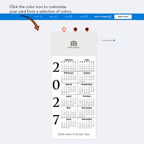 calendar design with photo placeholder and customizable text area