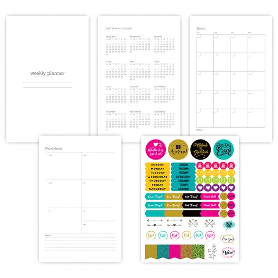 weekly planner layout with stickers