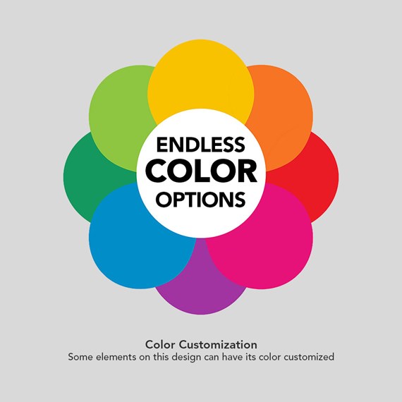 colorful circular design with customizable text area