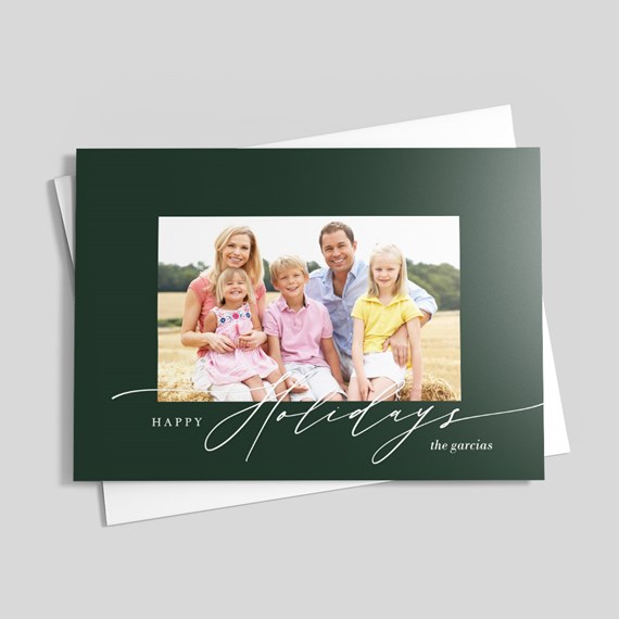holiday card with photo placeholder and text