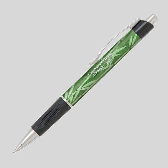green bamboo design pen with black grip
