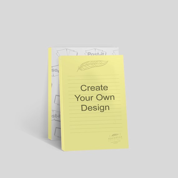 yellow notepad with lined pages and leaf illustration, customizable text area
