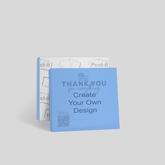 blue notepad with thank you message and customizable text area
