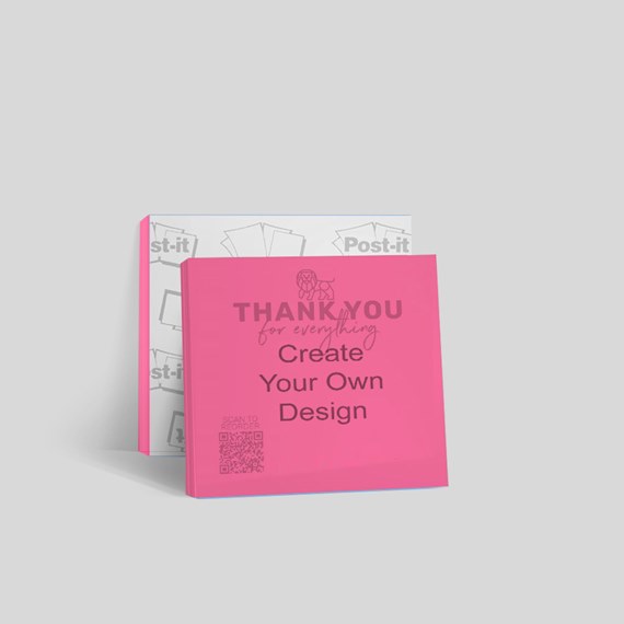 pink sticky notes with printed text and background pattern